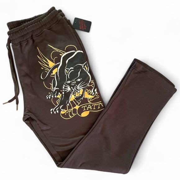 Ed Hardy Boot Cut Fleece Sweatpants size Large - Picture 1 of 6